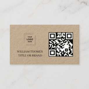 Tarjeta De Visita Kraft Rústico QR Estilo de Contacto Moderno