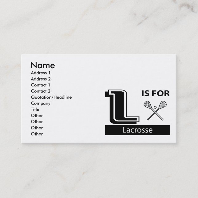 Tarjeta De Visita L está para LaCrosse (Anverso)