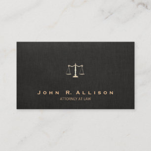 Tarjeta De Visita La abogada Black Linen Look Scales of Justice
