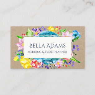 Tarjeta De Visita La acuarela florece botánico colorido floral