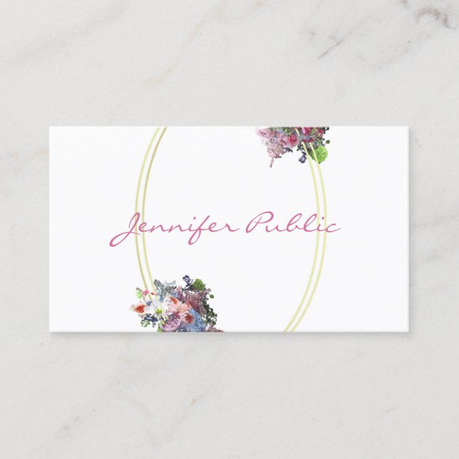 Tarjeta De Visita La acuarela moderna florece la plantilla elegante (Anverso)