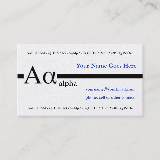 Tarjeta De Visita La alfa griega de la letra crea para requisitos (Anverso)
