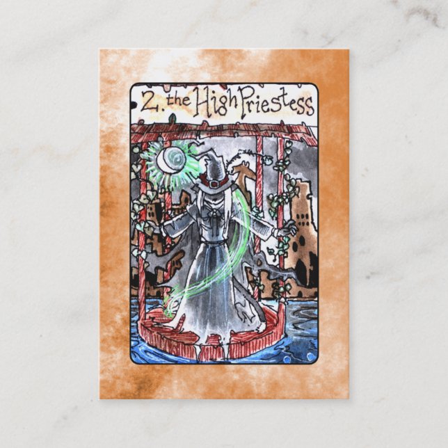 Tarjeta De Visita La alta carta de tarot de la sacerdotisa (Anverso)