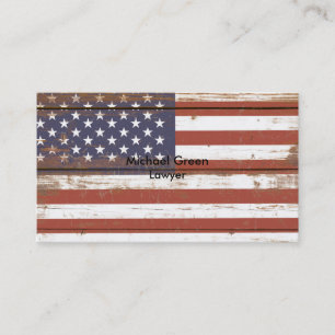 Tarjeta De Visita La antigua bandera norteamericana de madera