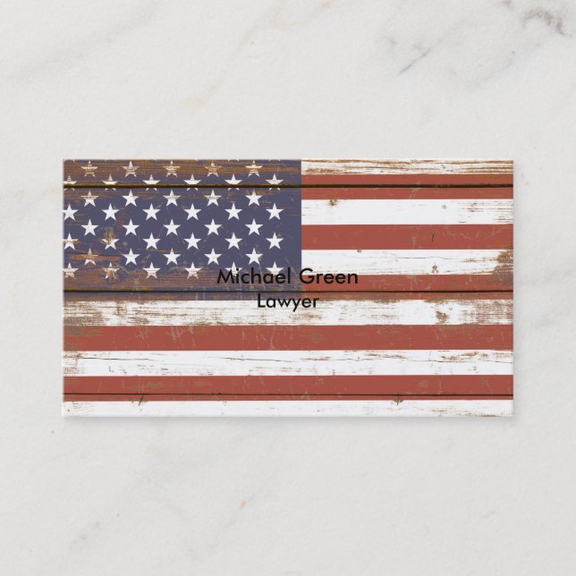 Tarjeta De Visita La antigua bandera norteamericana de madera (Anverso)