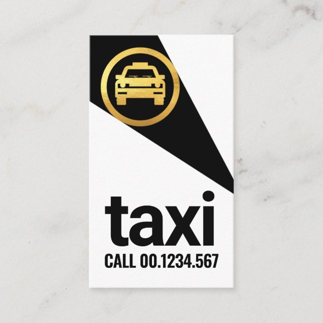 Tarjeta De Visita La Atención Sobre El Taxi Del Oro (Anverso)