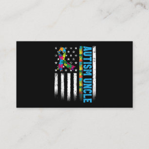 Tarjeta De Visita La bandera retro estadounidense autismo tío concie