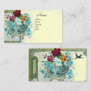 Tarjeta De Visita La boda antigua de ROMANTICA florece los rosas,