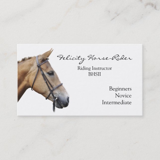 Tarjeta De Visita La cabeza de caballo en un fondo llano (Anverso)