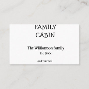 Tarjeta De Visita La cabina familiar agrega el nombre de la familia