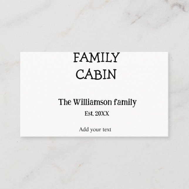 Tarjeta De Visita La cabina familiar agrega el nombre de la familia  (Anverso)