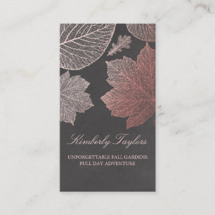Tarjeta De Visita La caída color de rosa del oro sale del jardín