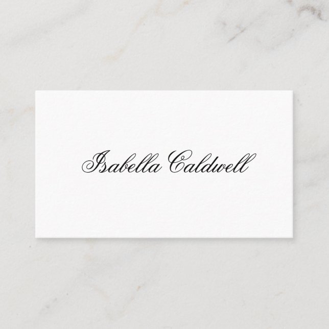 Tarjeta De Visita La caligrafía simple en blanco y negro elegante (Anverso)