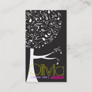 Tarjeta De Visita La canción blanca negra de las notas musicales de