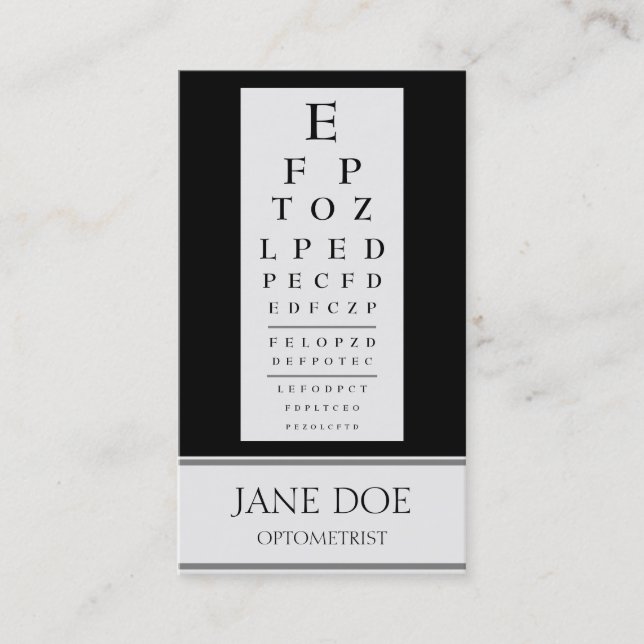 Tarjeta De Visita La carta del optometrista raya negro (Anverso)