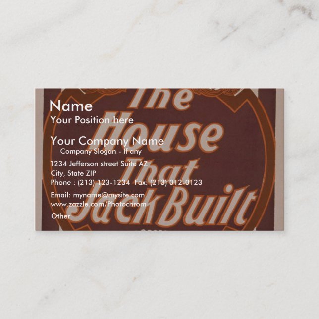 Tarjeta De Visita La casa que Jack construyó, el Th retro de (Anverso)