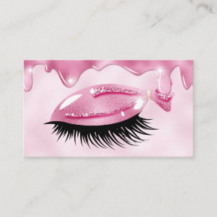 Tarjeta De Visita La chica linda las gotas de los Purpurinas rosados