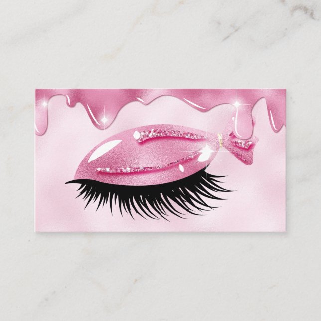 Tarjeta De Visita La chica linda las gotas de los Purpurinas rosados (Anverso)