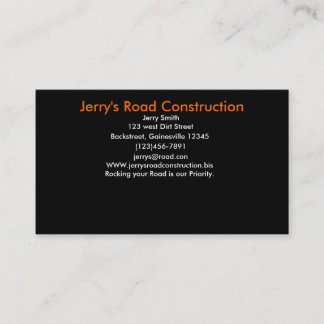 Tarjeta De Visita La construcción de carreteras de Jerry