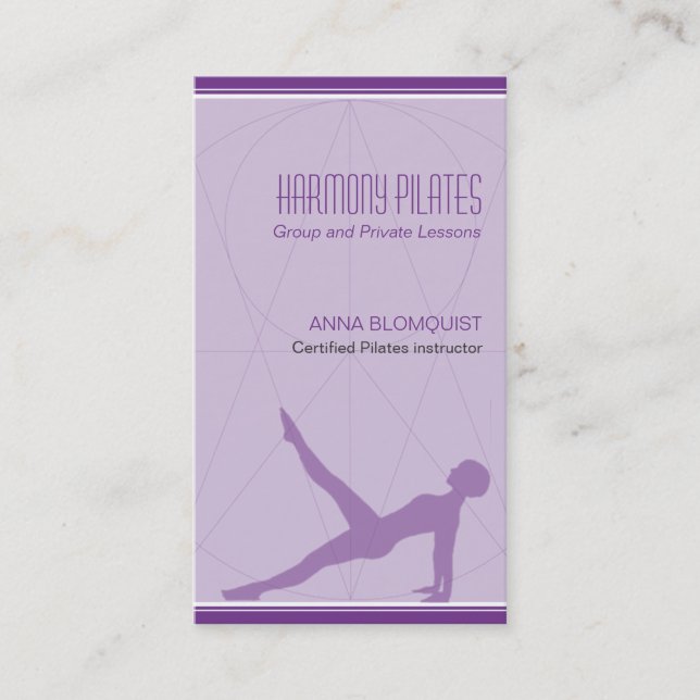 Tarjeta De Visita La convergente alinea Pilates púrpura (Anverso)