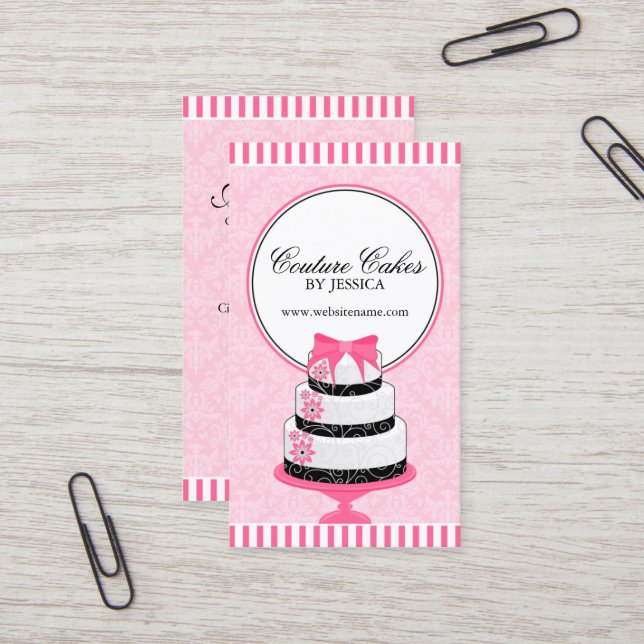 Tarjeta De Visita La costura apelmaza rosa de la panadería (Anverso/Reverso In Situ)