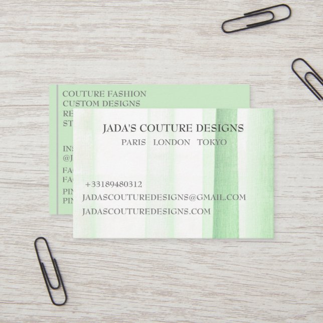 Tarjeta De Visita La costura de moda para diseñadores de tela verde (Anverso/Reverso In Situ)