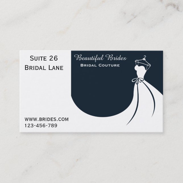 Tarjeta De Visita La costura nupcial, Bridalwear, vestido de boda (Anverso)
