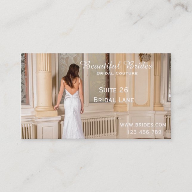 Tarjeta De Visita La costura nupcial, desgaste nupcial, vestido de (Anverso)