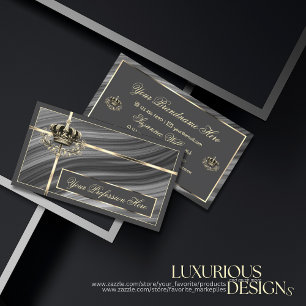Tarjeta De Visita La elegante Corona Real de Oro Gris es suntuosa y 