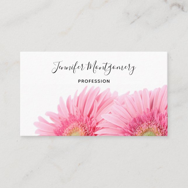 Tarjeta De Visita La elegante fotografía de Gerbera Rosa Daisies (Anverso)