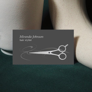 Tarjeta De Visita La falsa plata gris elegante moderna Scissor al
