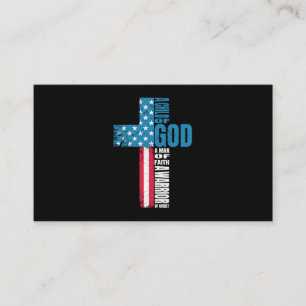 Tarjeta De Visita La fe cruza la bandera estadounidense Cristo Jesú