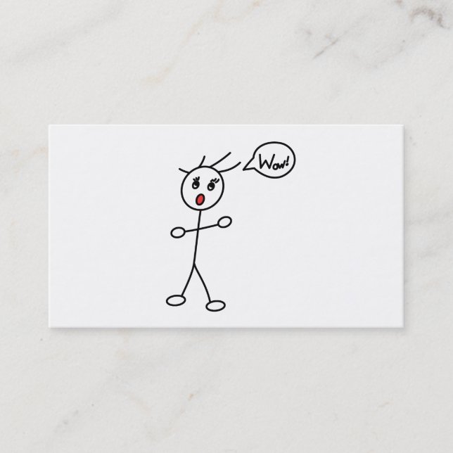 Tarjeta De Visita La figura wow del palillo sorprendió blanco y (Anverso)