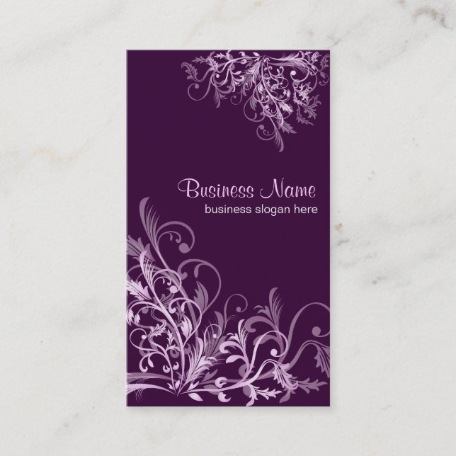 Tarjeta De Visita La flor retra elegante de la lavanda remolina 3 (Anverso)
