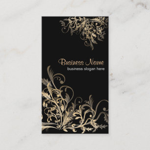 Tarjeta De Visita La flor retra elegante del oro remolina 2