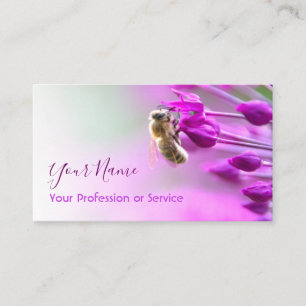 Tarjeta De Visita ¡La flor violeta con la abeja se desvanece en blan