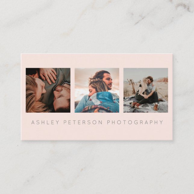 Tarjeta De Visita La fotografía moderna del boda 3 mínima se (Anverso)