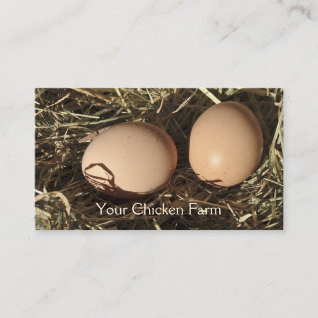 Tarjeta De Visita La gama libre eggs en una cama del heno (Anverso)