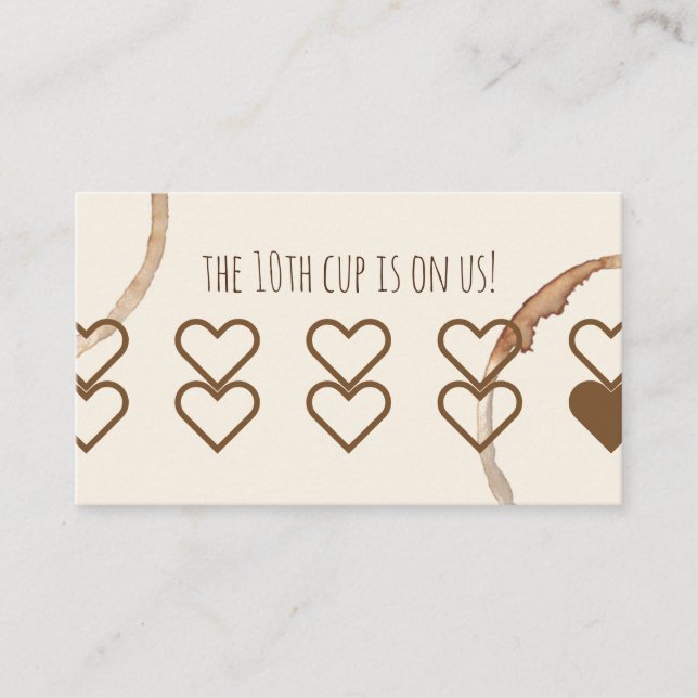 Tarjeta De Visita la lealtad recompensa el café del coffeeshop de la (Anverso)