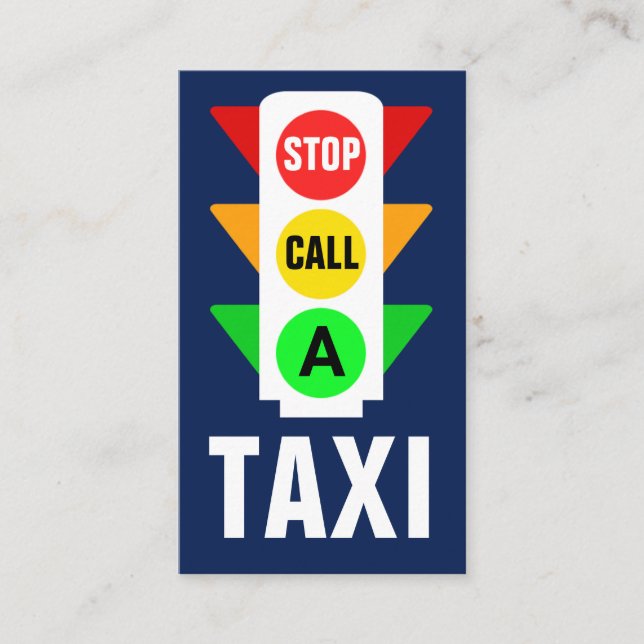 Tarjeta De Visita La Luz Del Tráfico Llama A Un Taxi Cab (Anverso)