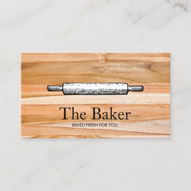 Tarjeta De Visita La madera de la panadería Rolling Pin de Baker (Anverso)