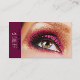 Tarjeta De Visita La magenta oscura observa al artista de maquillaje