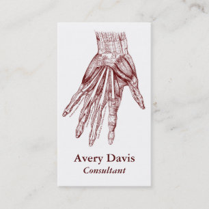 Tarjeta De Visita La mano humana del arte de la anatomía del vintag
