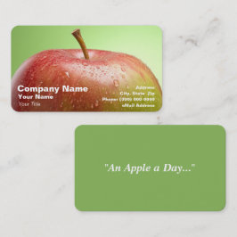Tarjeta De Visita La manzana roja sobre fondo verde