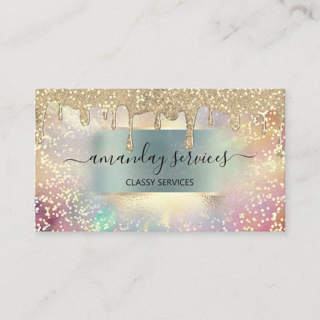 Tarjeta De Visita La maquillaje Holográfica Lanza El Oro El Pelo De  (Anverso)