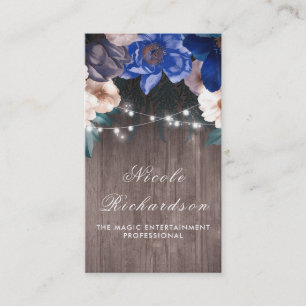Tarjeta De Visita La marina vintage y rústica y el Boho floral azul
