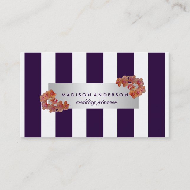 Tarjeta De Visita La moda blanca de los azules marinos raya el (Anverso)