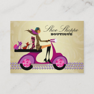 Tarjeta De Visita La moda calza el oro de la púrpura de la joyería
