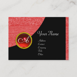 Tarjeta De Visita La MODA ROJA GOTEA EL MONOGRAMA, rubí negro