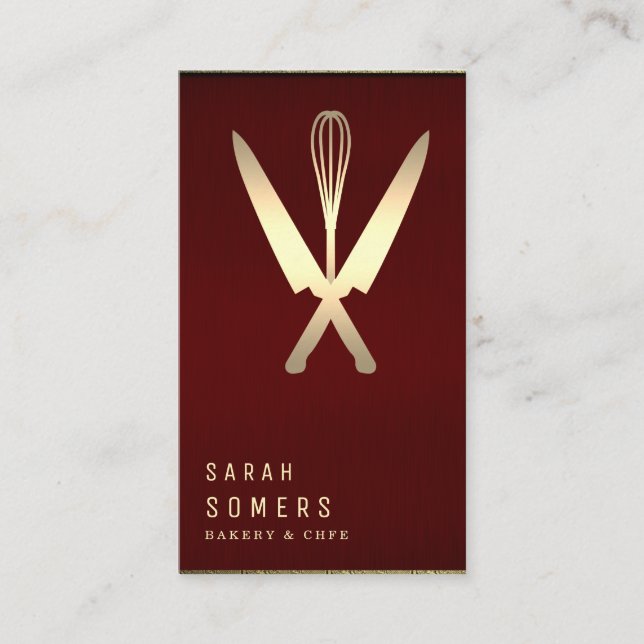 Tarjeta De Visita La moderna panadería de Purpurinas de oro Knife &  (Anverso)